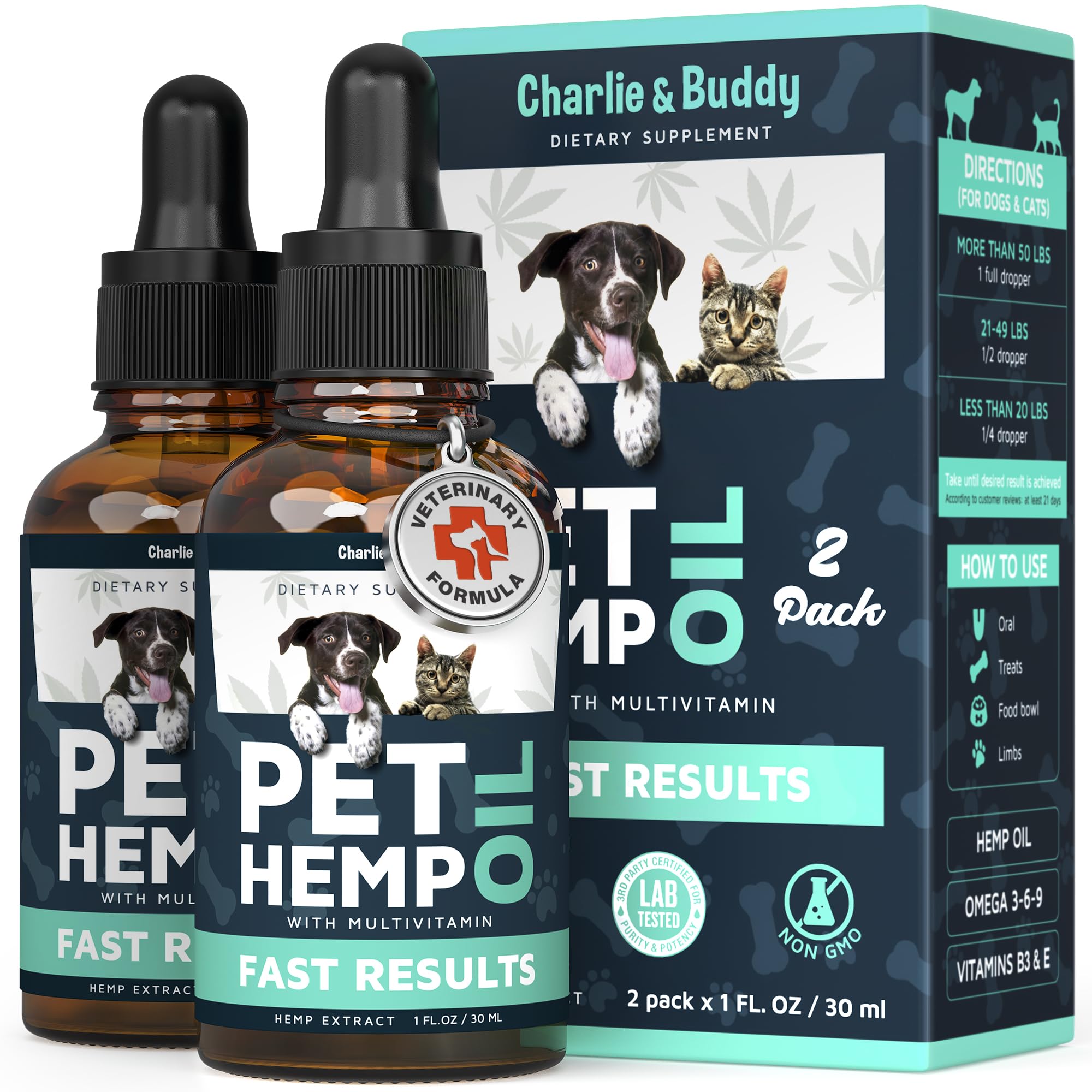 CHARLIE & BUDDY emballage avant montrant le pack de 2 et la facilité d'utilisation