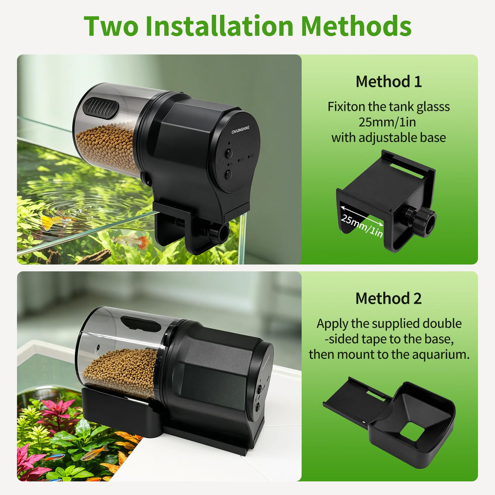 charmshine distributeur en fonctionnement sur un aquarium pour alimentation automatique fiable