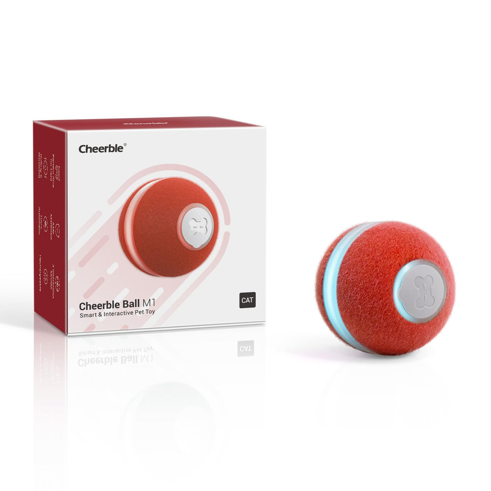 Cheerble balle interactive face avant montrant design et couleur rouge pour attraction