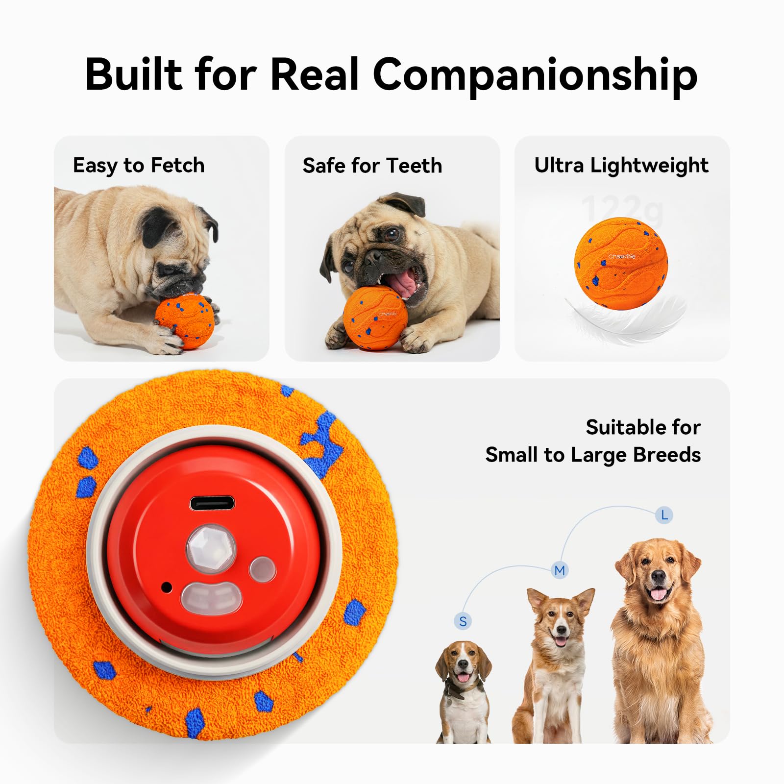 Bouton et détails lumineux de la Cheerble Wicked Ball AIR Neo pour commandes simples