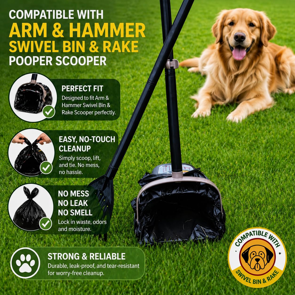 CHEFNENO sac compatible Arm & Hammer Swivel Bin, usage hygiénique simplifié