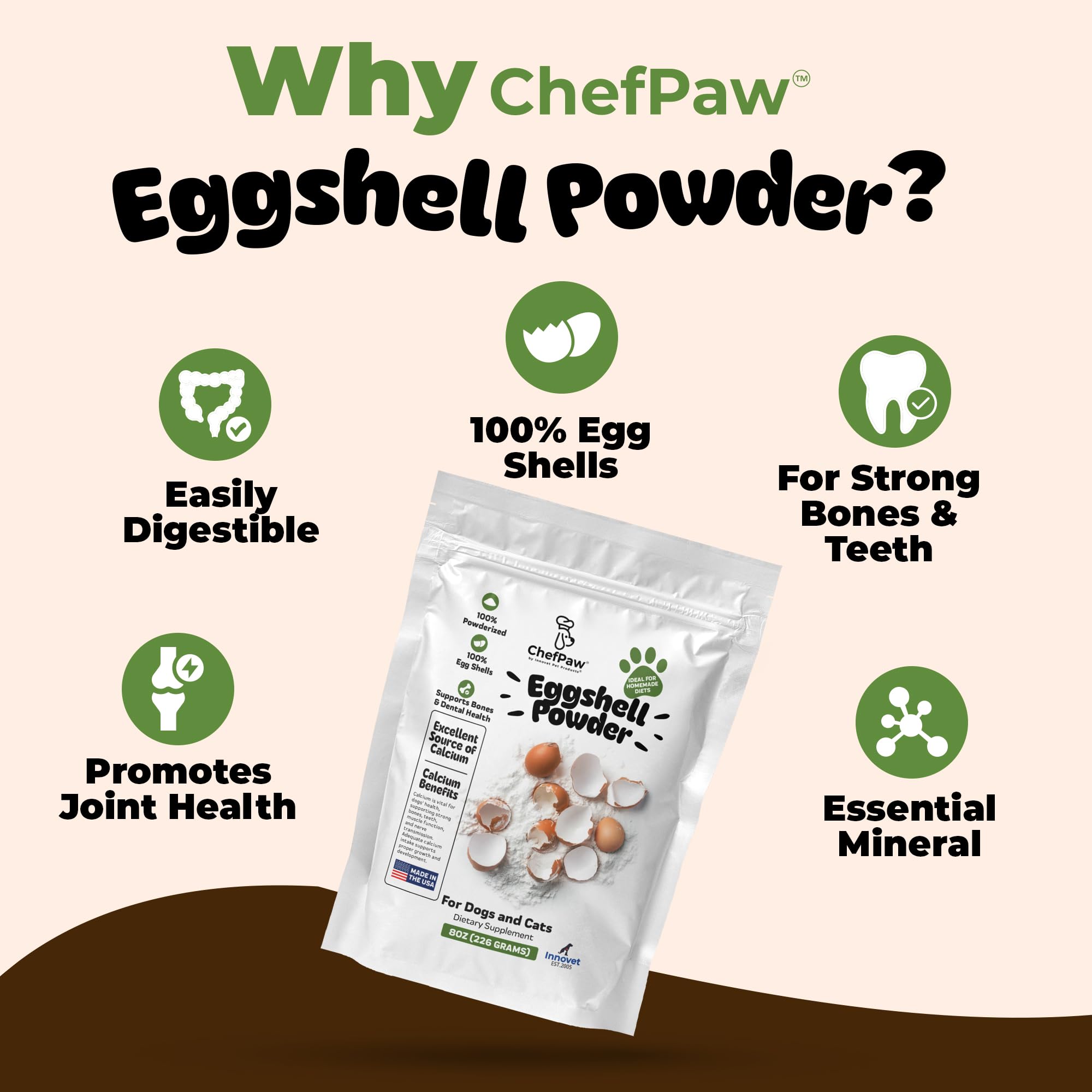 Innovet ChefPaw poudre versée dans bol pour chien facilitant incorporation