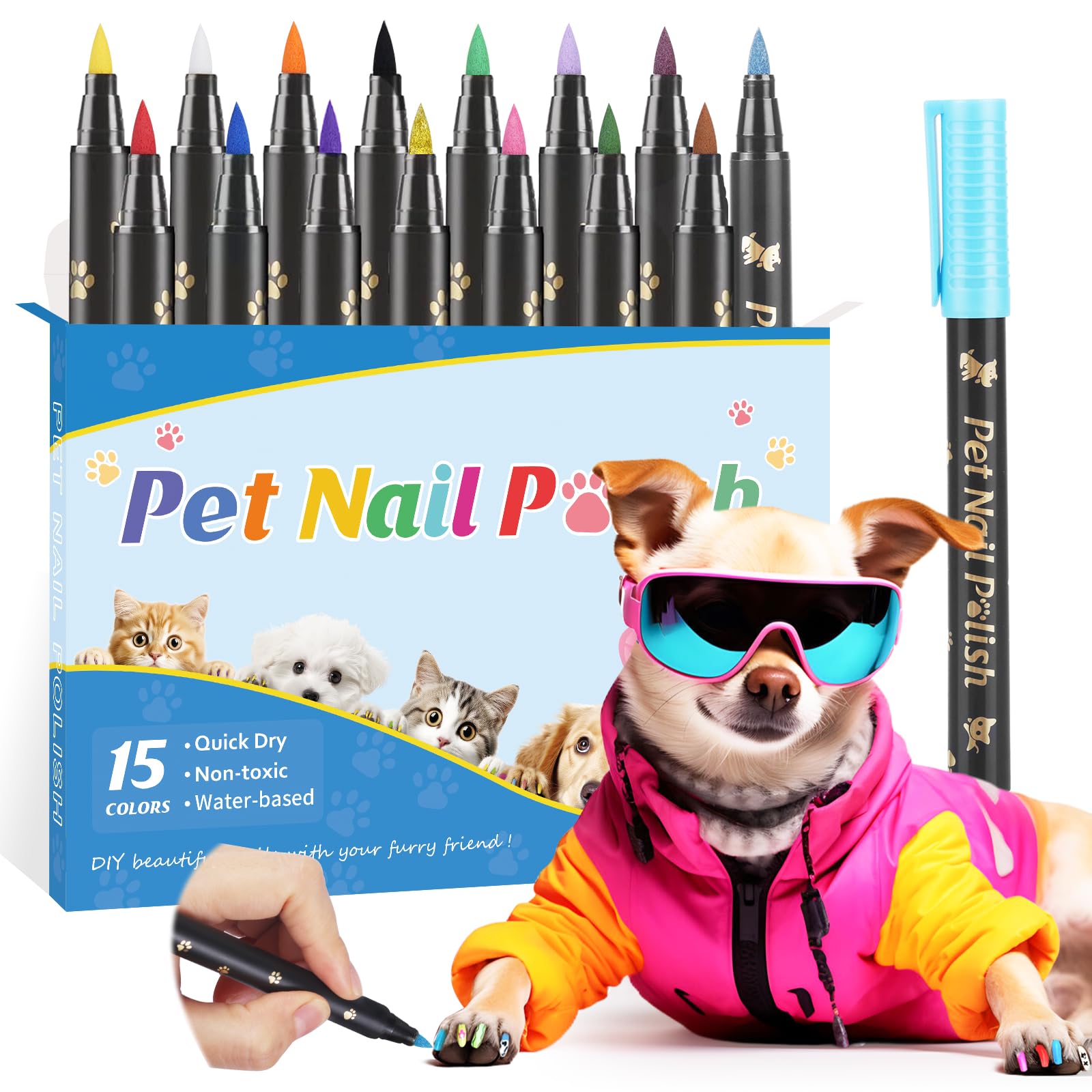 Cherocito coffret 15 stylos vernis montrant toutes les couleurs, idéal pour personnaliser