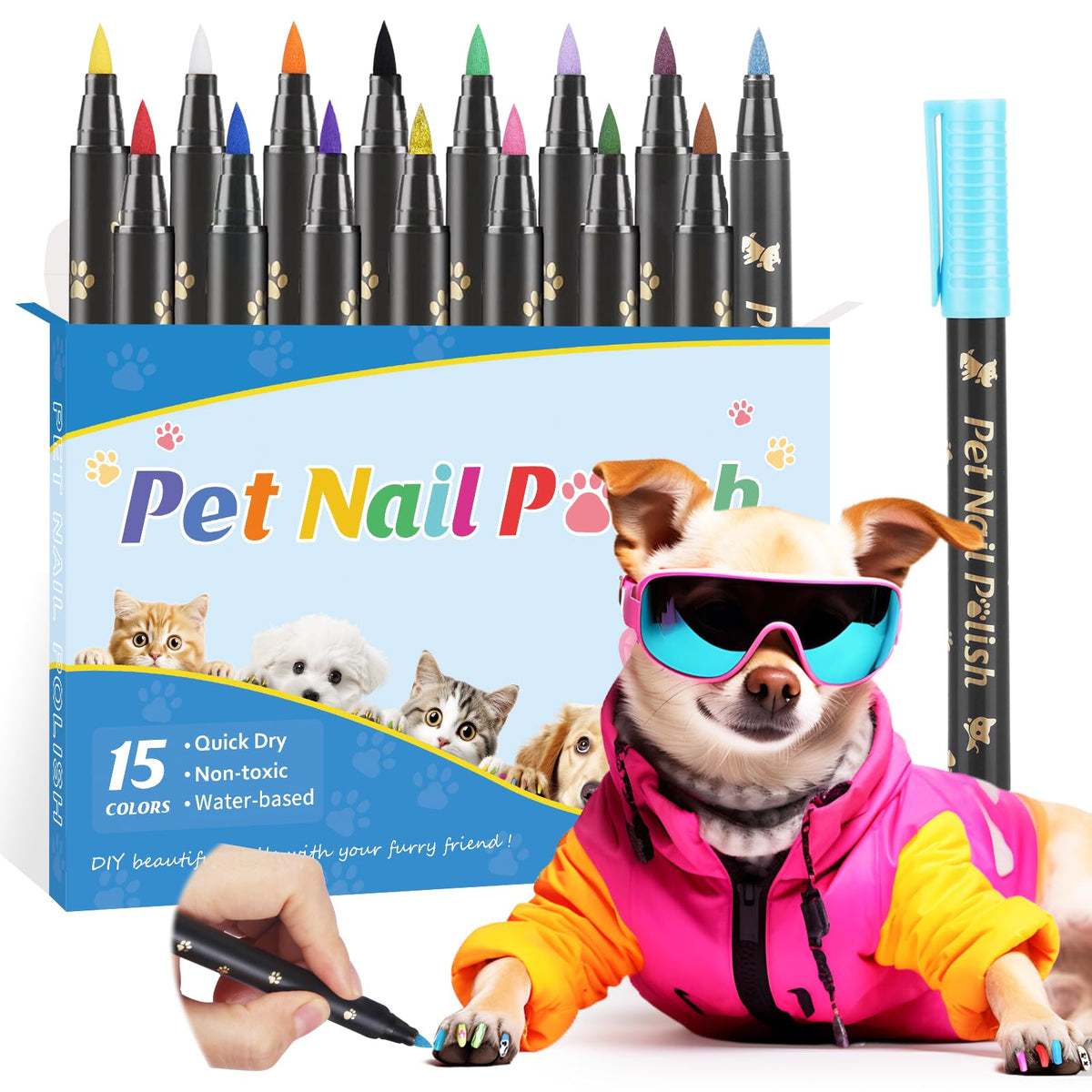 Cherocito coffret 15 stylos vernis montrant toutes les couleurs, idéal pour personnaliser