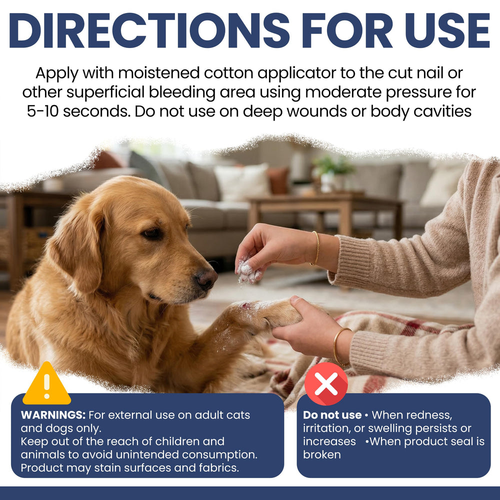Chew + Heal Labs étiquette produit lisible avec instructions d'utilisation claires