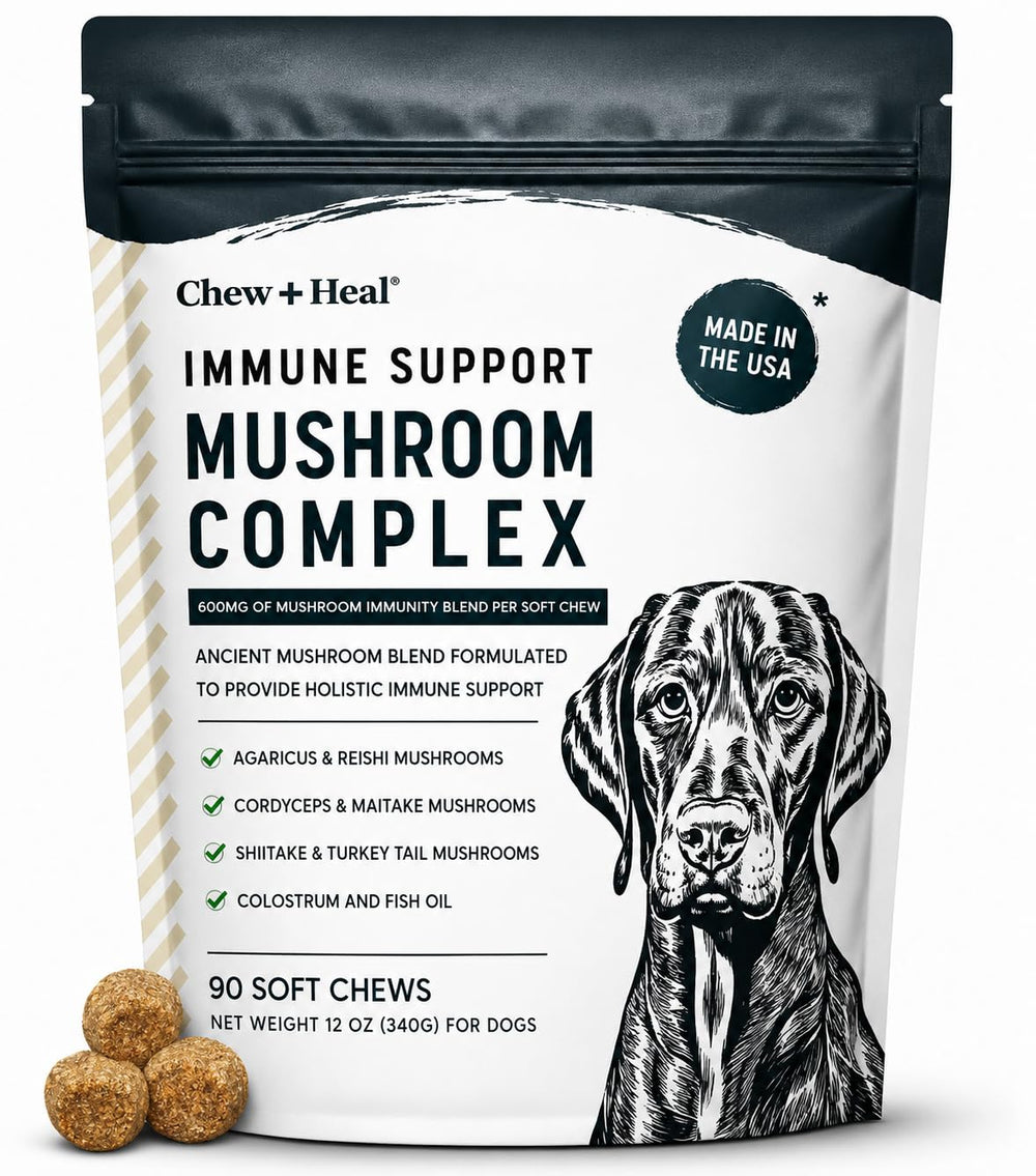 Chew + Heal Labs emballage avant montrant 90 chews et bénéfice immunité
