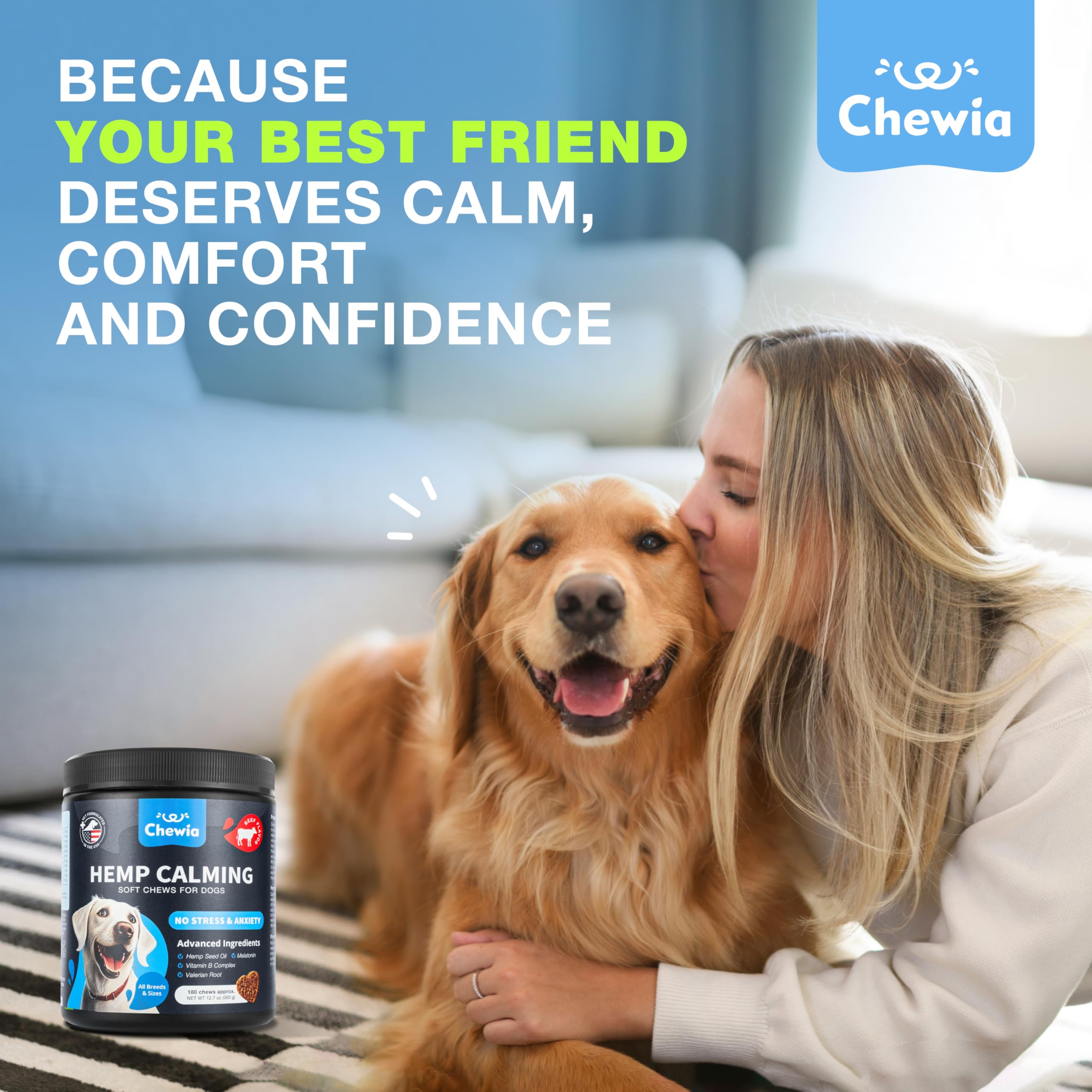 CHEWIA moment détente chien relaxé après consommation bénéfique