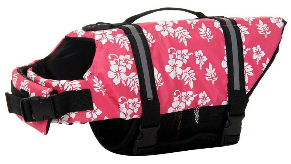 ChezAbbey gilet de flottaison face avant rose fleur, visibilité accrue
