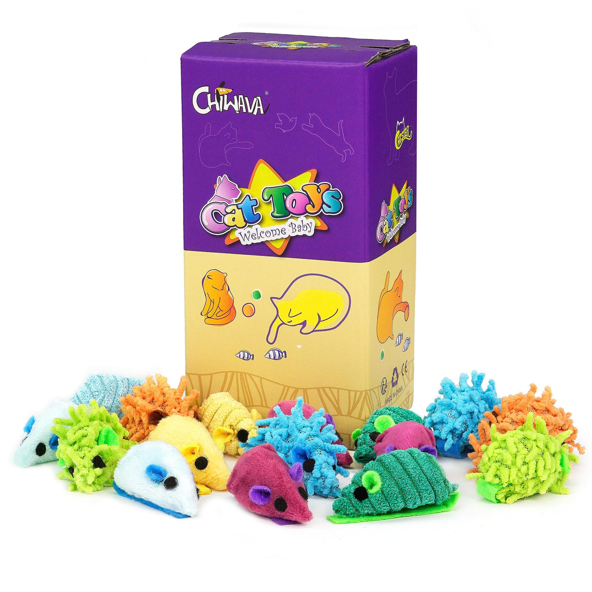 CHIWAVA packaging recto montrant 27 souris, lot pratique pour renouveler le jeu