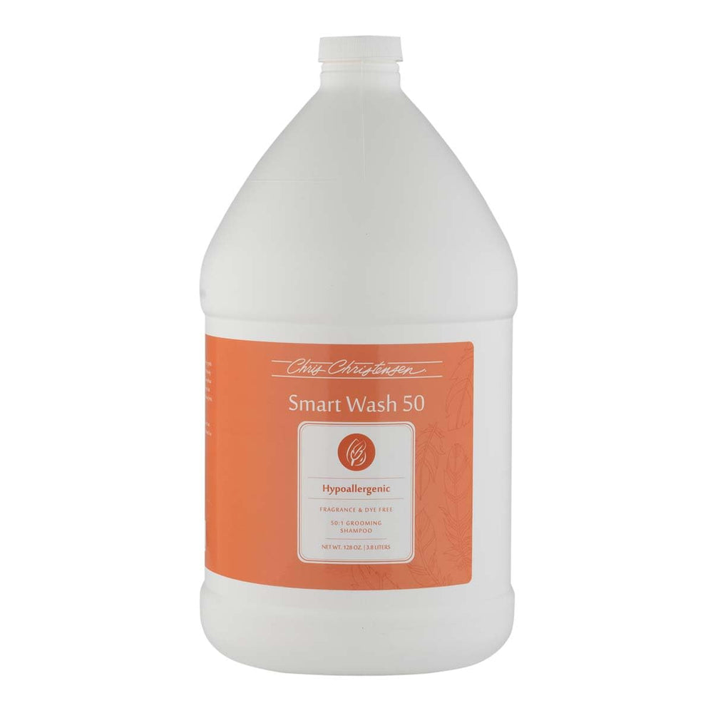 Chris Christensen SmartWash50 devant packaging montrant format gallon et économie