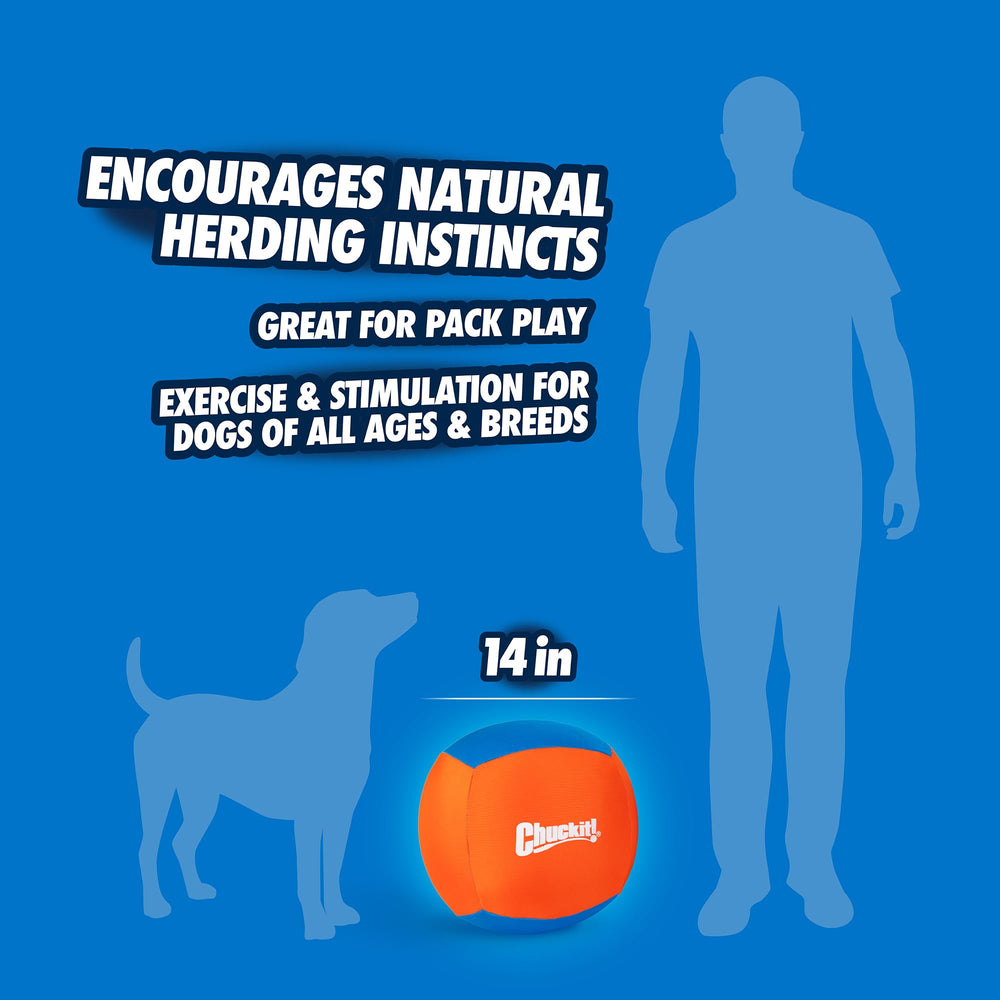 Chuckit! balle en usage dans jardin avec chien poussant, stimulation active