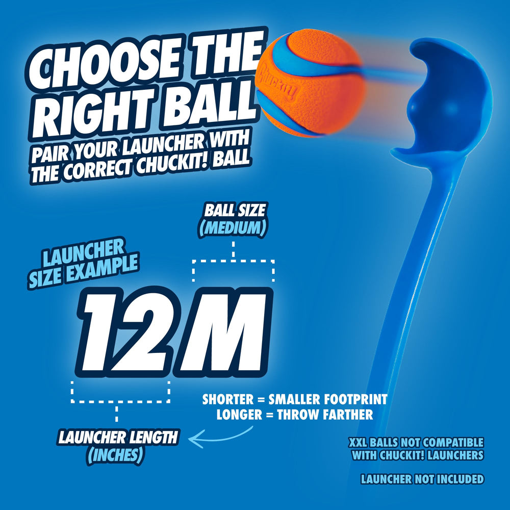 Chuckit! comparaison de taille montrant la longueur de manche de 12 pouces