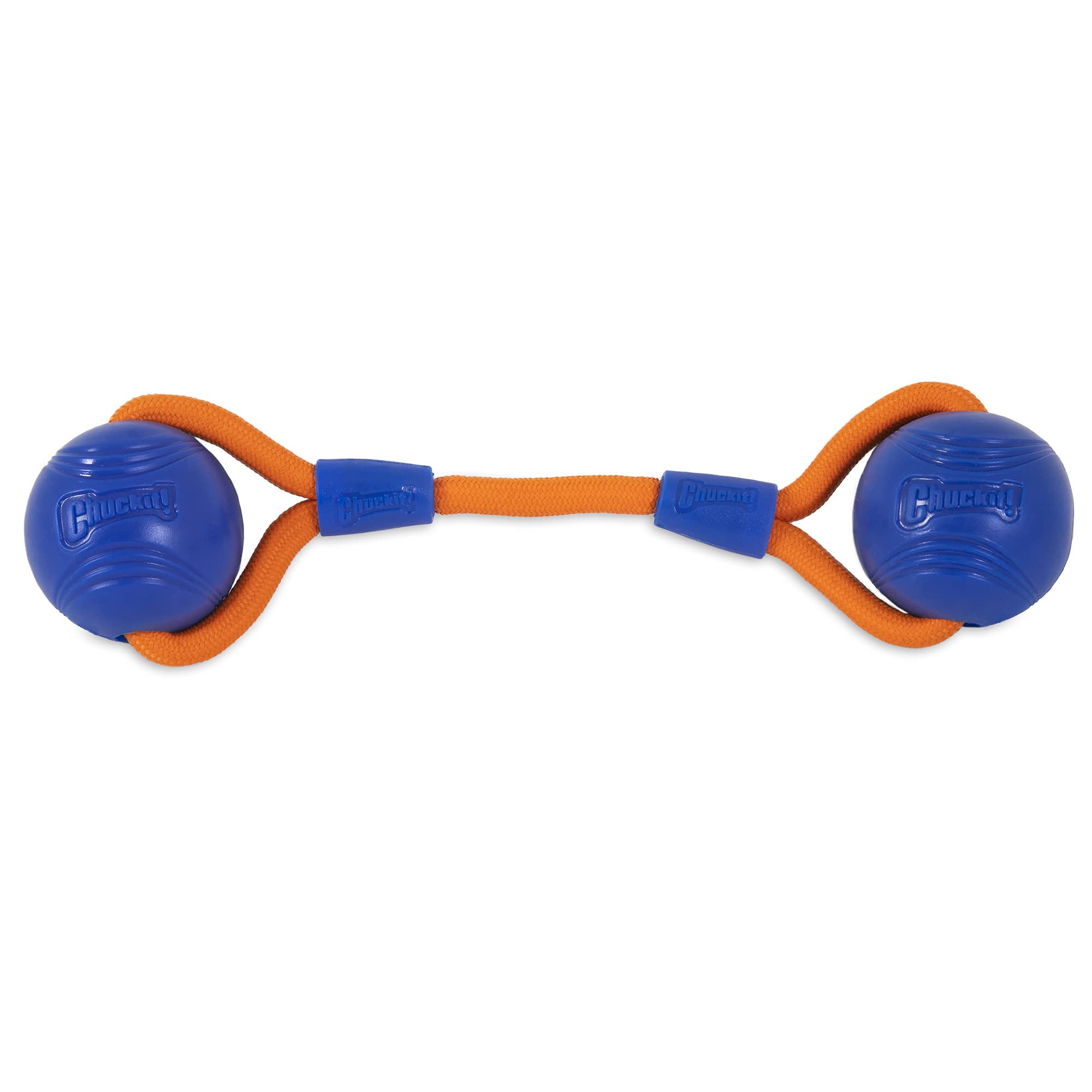 Chuckit! détail de la corde renforcée liant les deux balles pour traction sécurisée