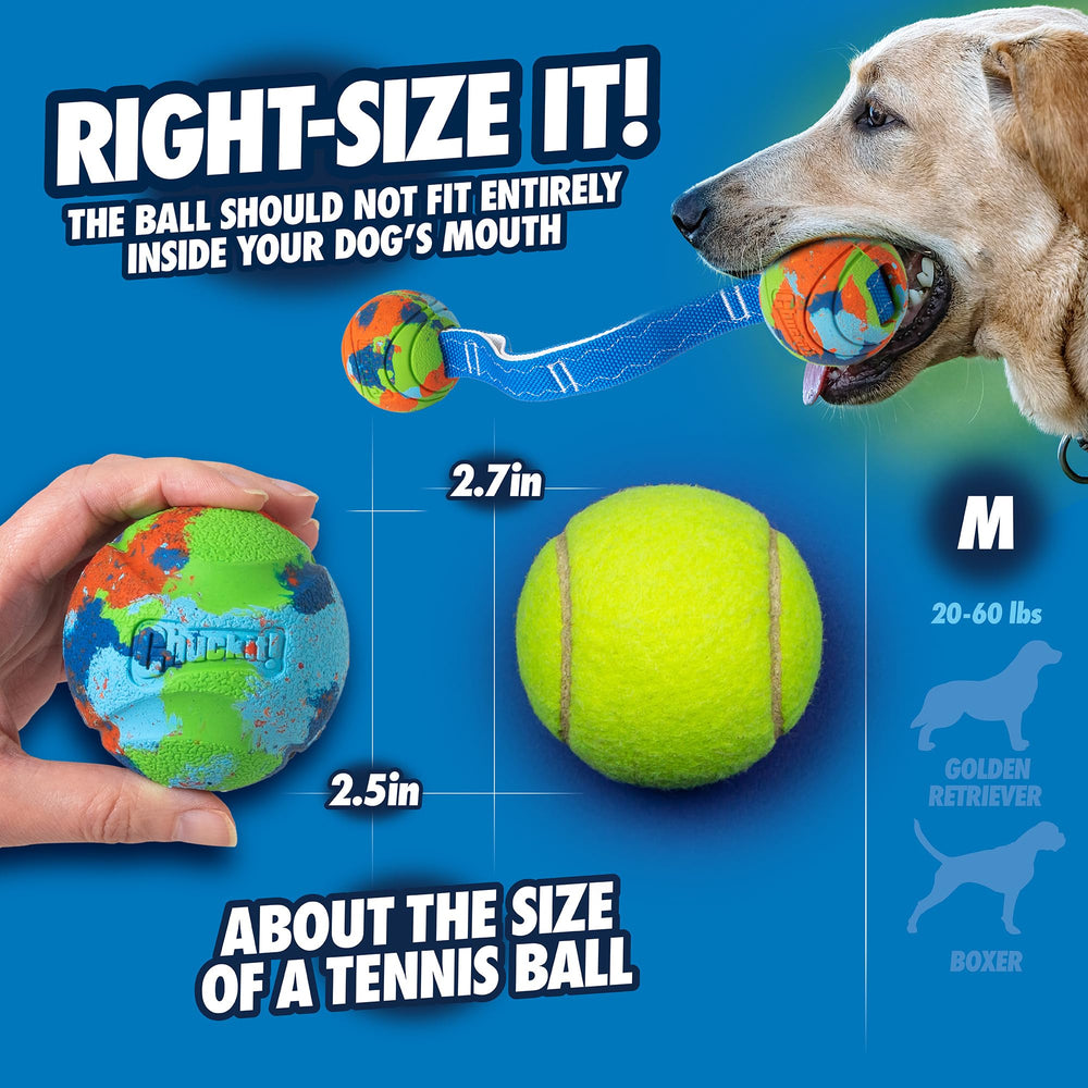 Gros plan de la texture de la balle Chuckit! EcoFetch montrant le caoutchouc durable
