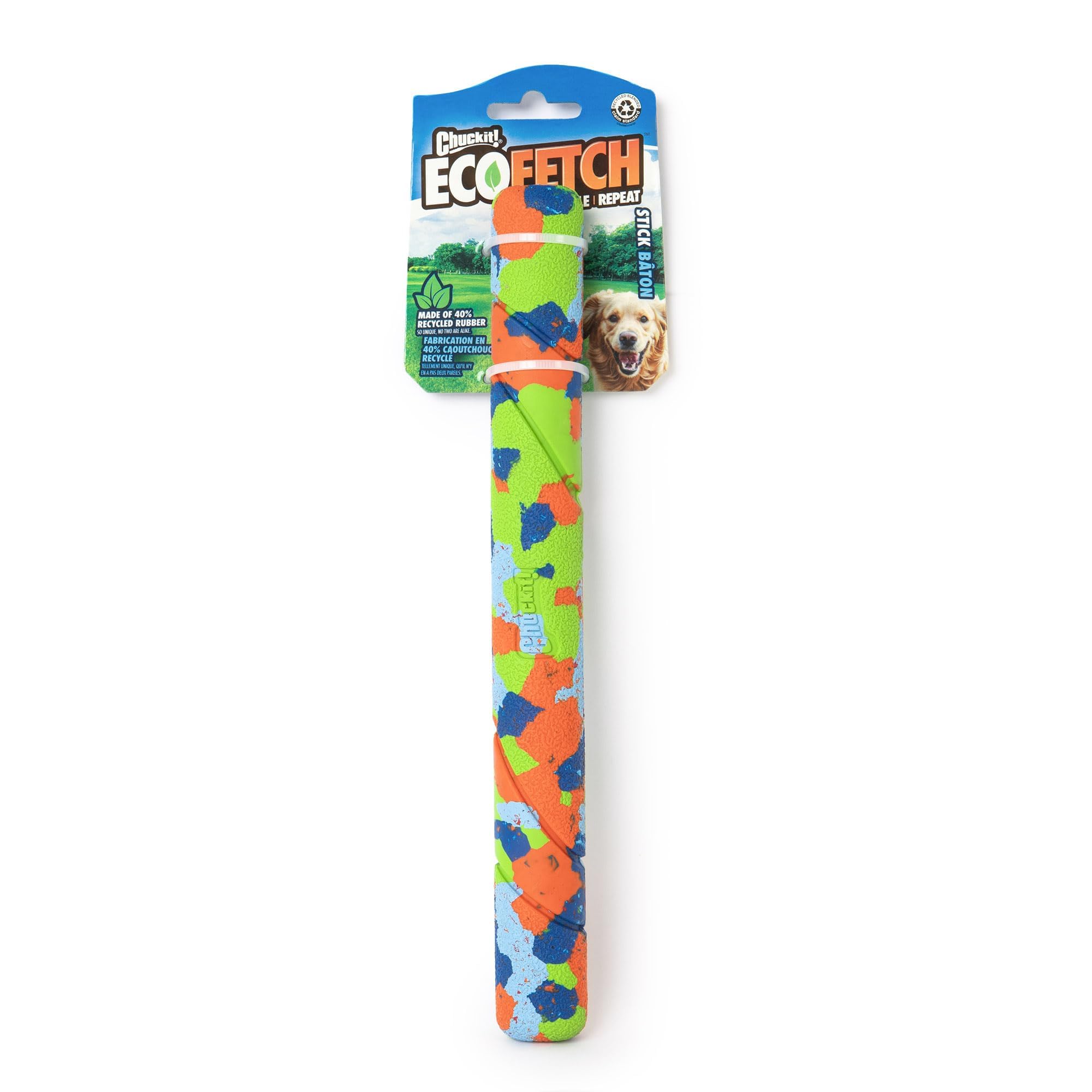 Chuckit! bâton EcoFetch face avant montrant couleurs vives et visibilité