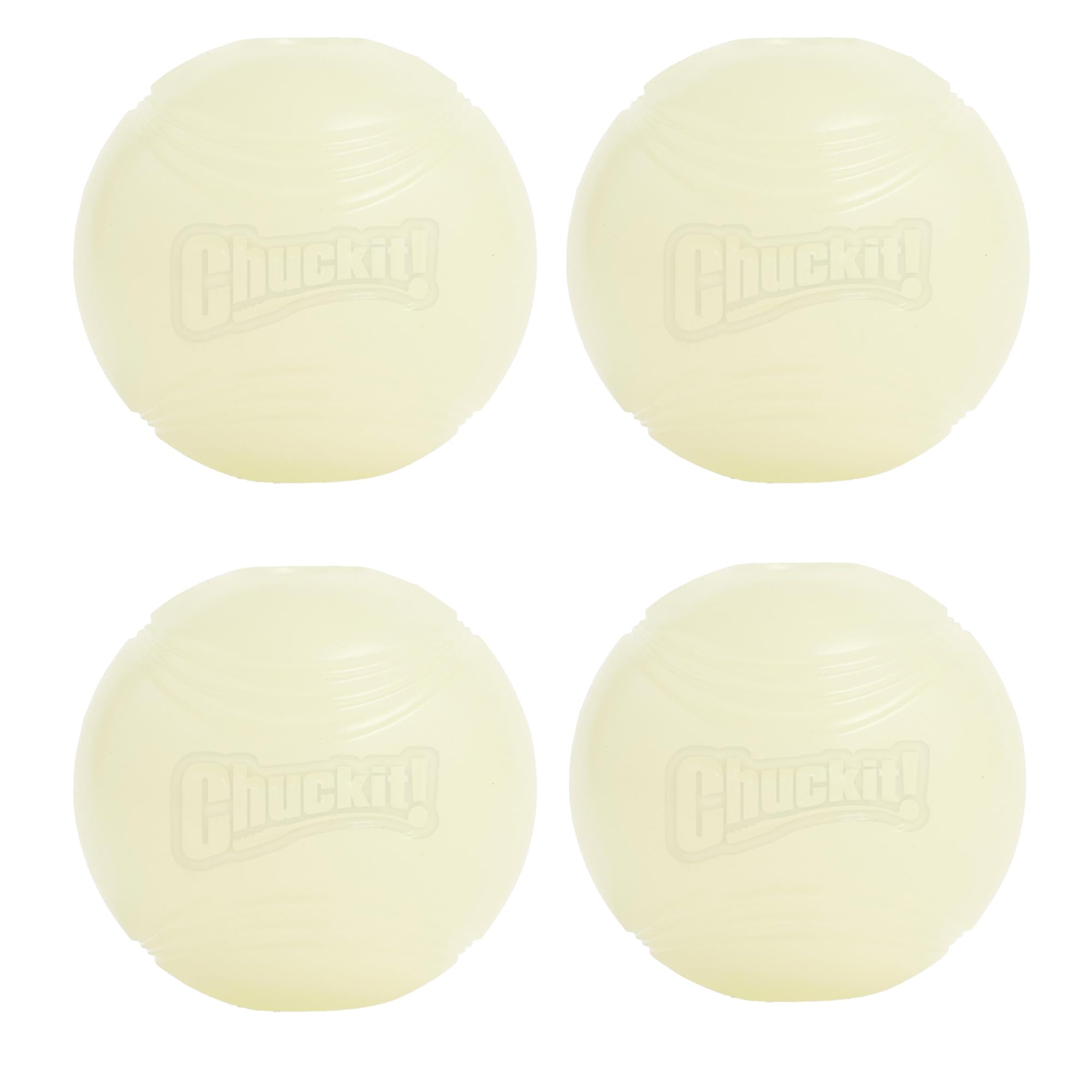 Chuckit! pack de quatre balles glow visible la nuit, sécurité accrue