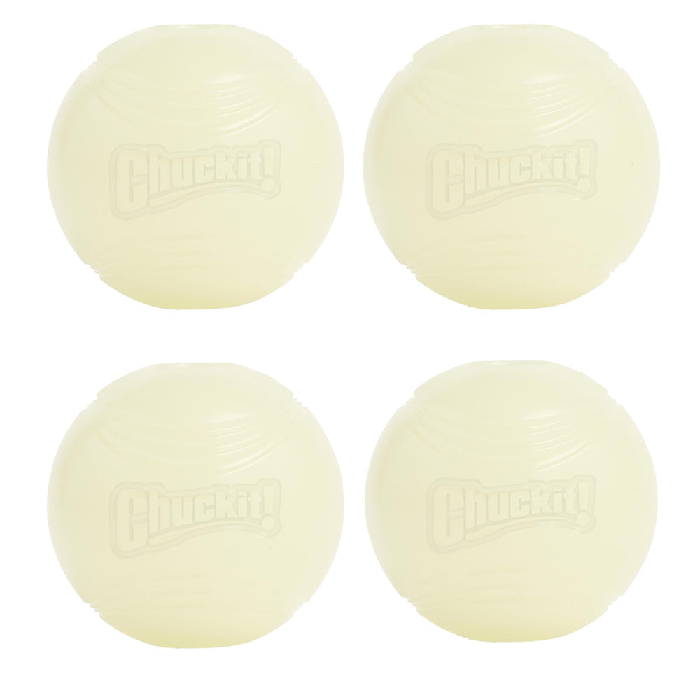 Chuckit! pack de quatre balles glow visible la nuit, sécurité accrue