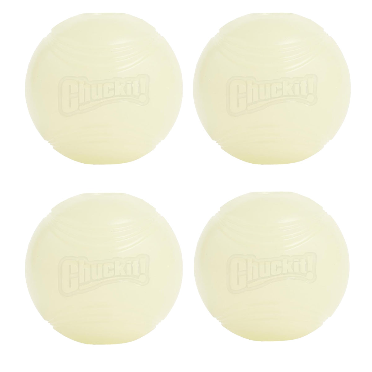 Chuckit! pack de quatre balles glow visible la nuit, sécurité accrue