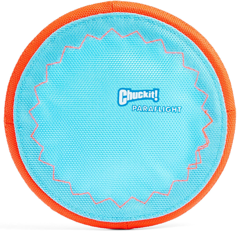 Chuckit! Paraflight vue de face montrant la forme et les couleurs, facilite la visibilité