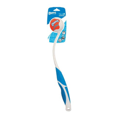 Chuckit! lanceur Pro 18in face avant montrant emballage et balle, bénéfice visibilité