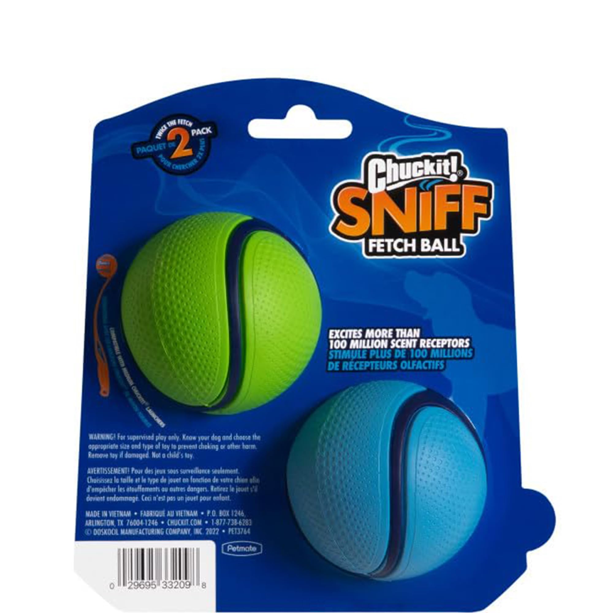 Chuckit! Sniff Ball gros plan sur texture en caoutchouc offrant meilleure prise