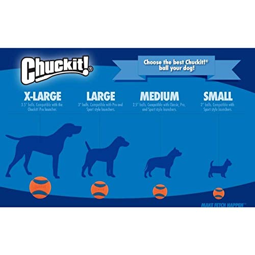 Chuckit! Strato Ball comparaison échelle montrant taille medium 2,5 pouces