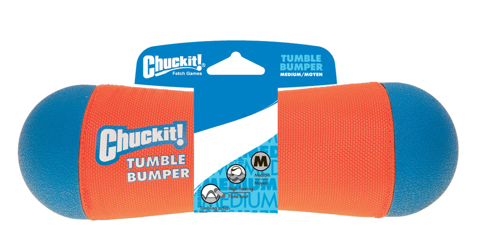 ChuckIt! vue avant du bumper montrant la forme et la couleur, facilite le repérage