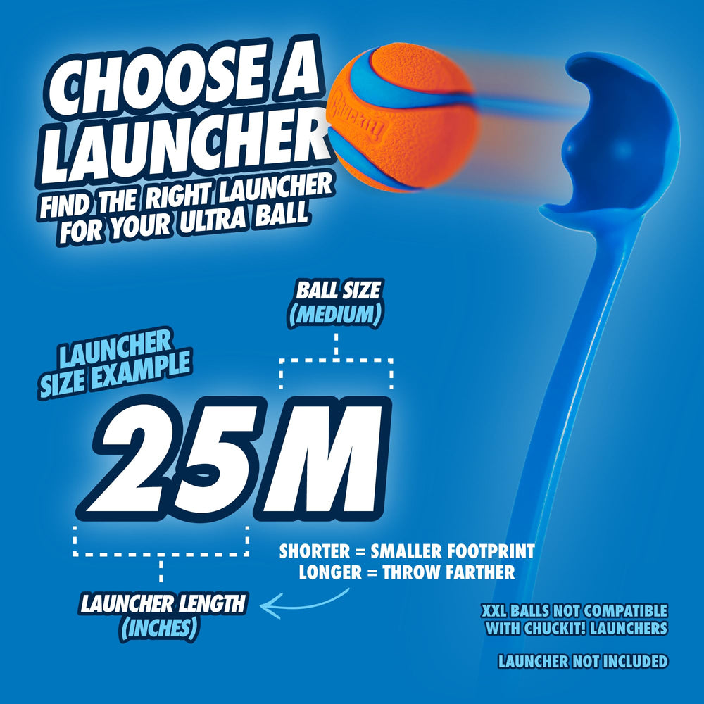Chuckit! balle insérée dans un lanceur Chuckit!, augmente distance et confort de lancer