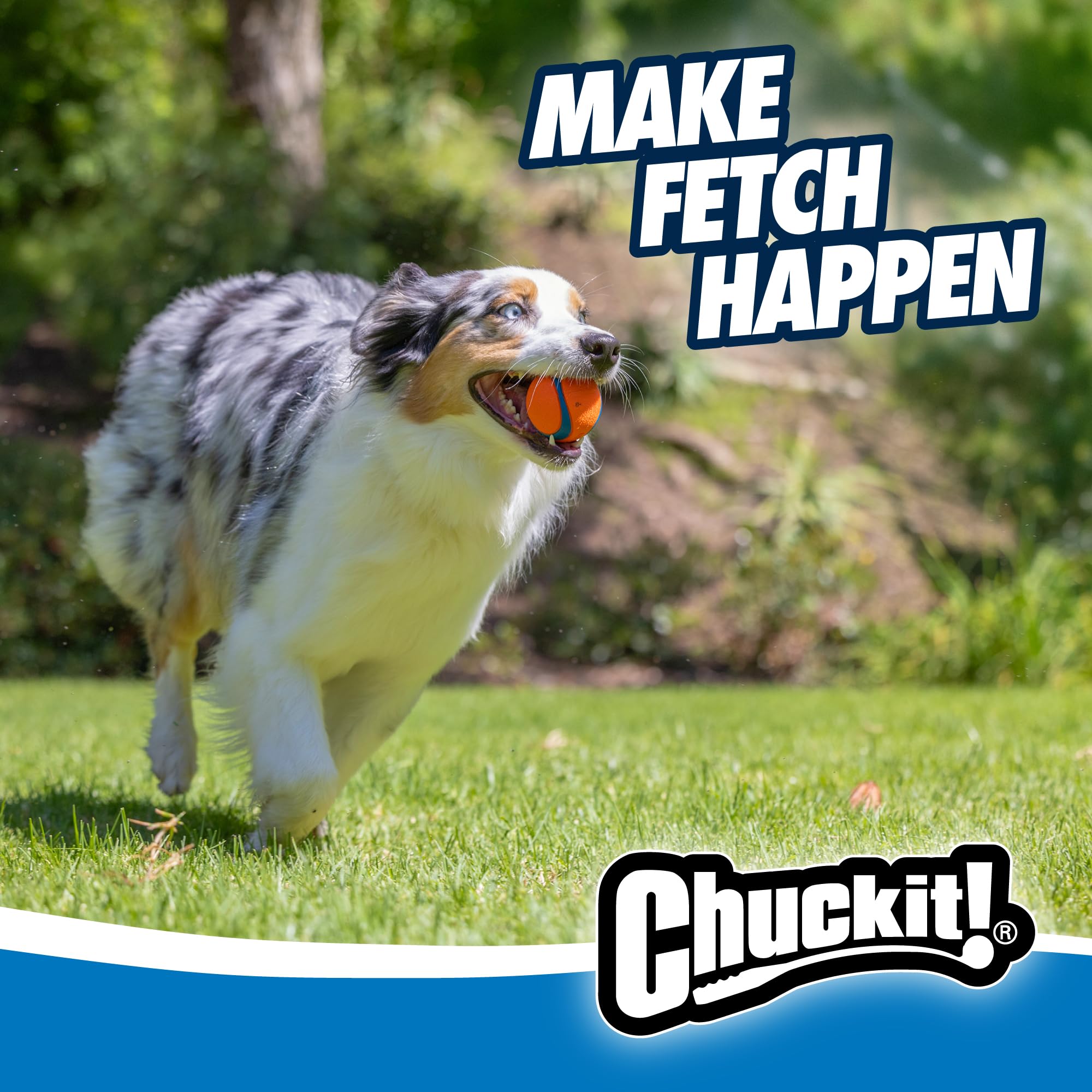 Chuckit! Ultra Ball tenue dans une main pour comparaison de taille, sécurité visuelle