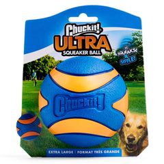Chuckit! vue avant du packaging montrant la balle et bénéfice visibilité