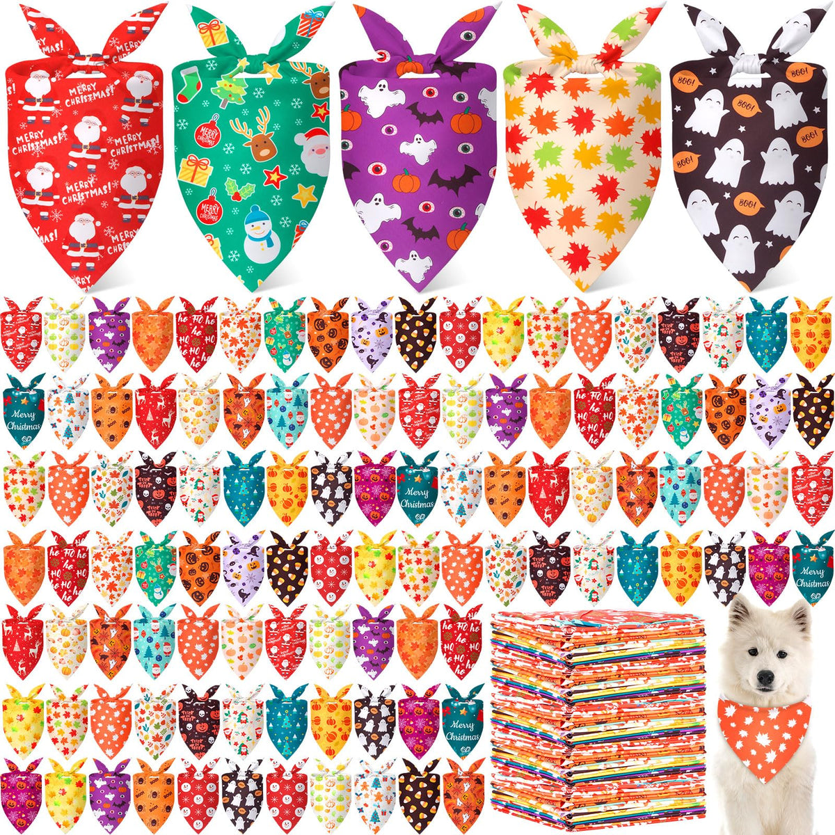 Chunful emballage avant du lot de 120 bandanas, prêt pour la distribution