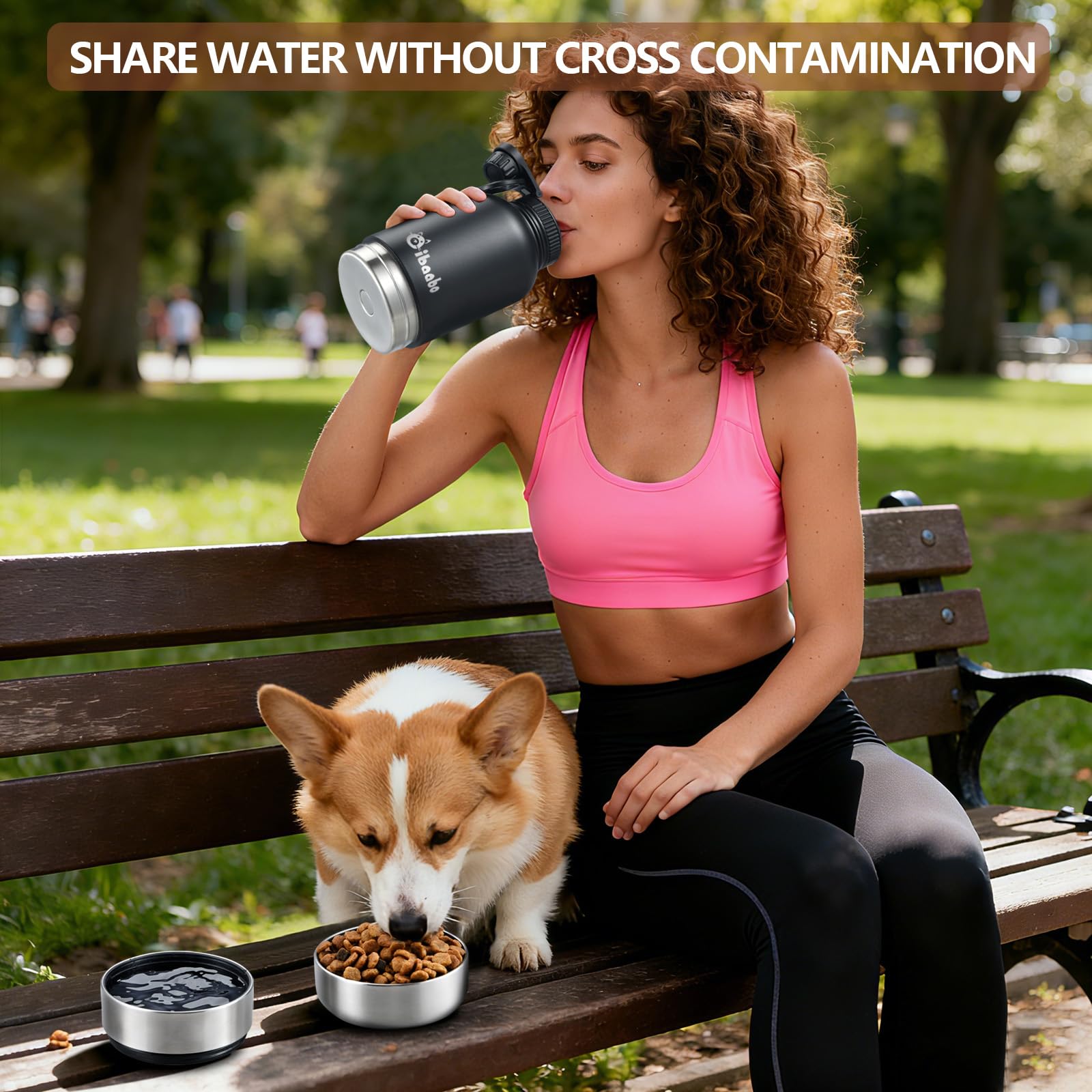 Cibaabo en usage lors d'une promenade hydrates le chien facilement