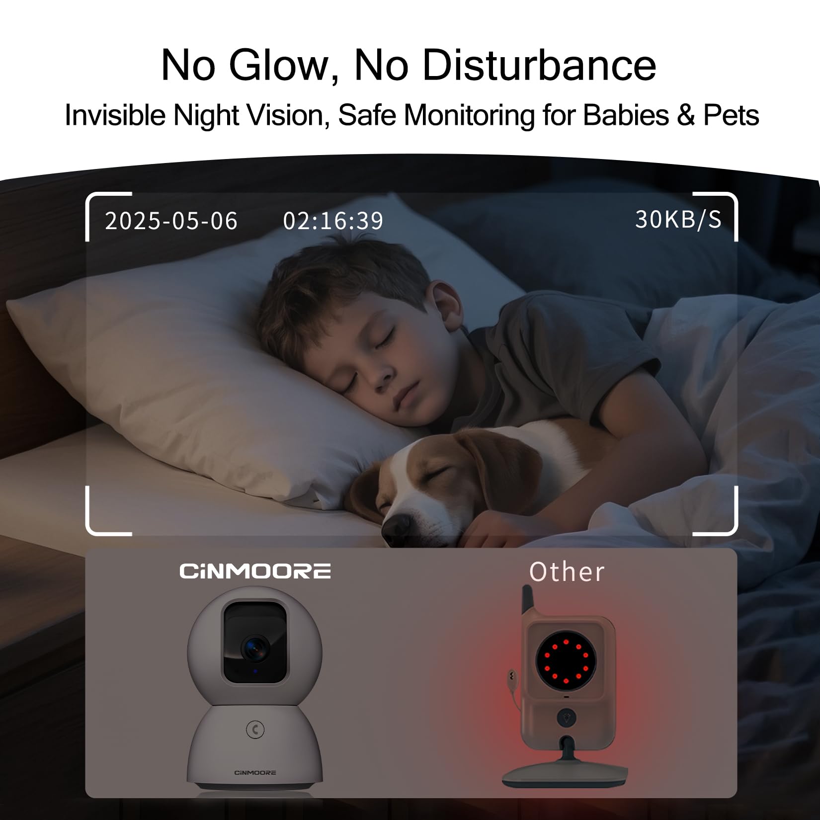 CINMOORE écran d'application mobile montrant flux en direct et alertes IA