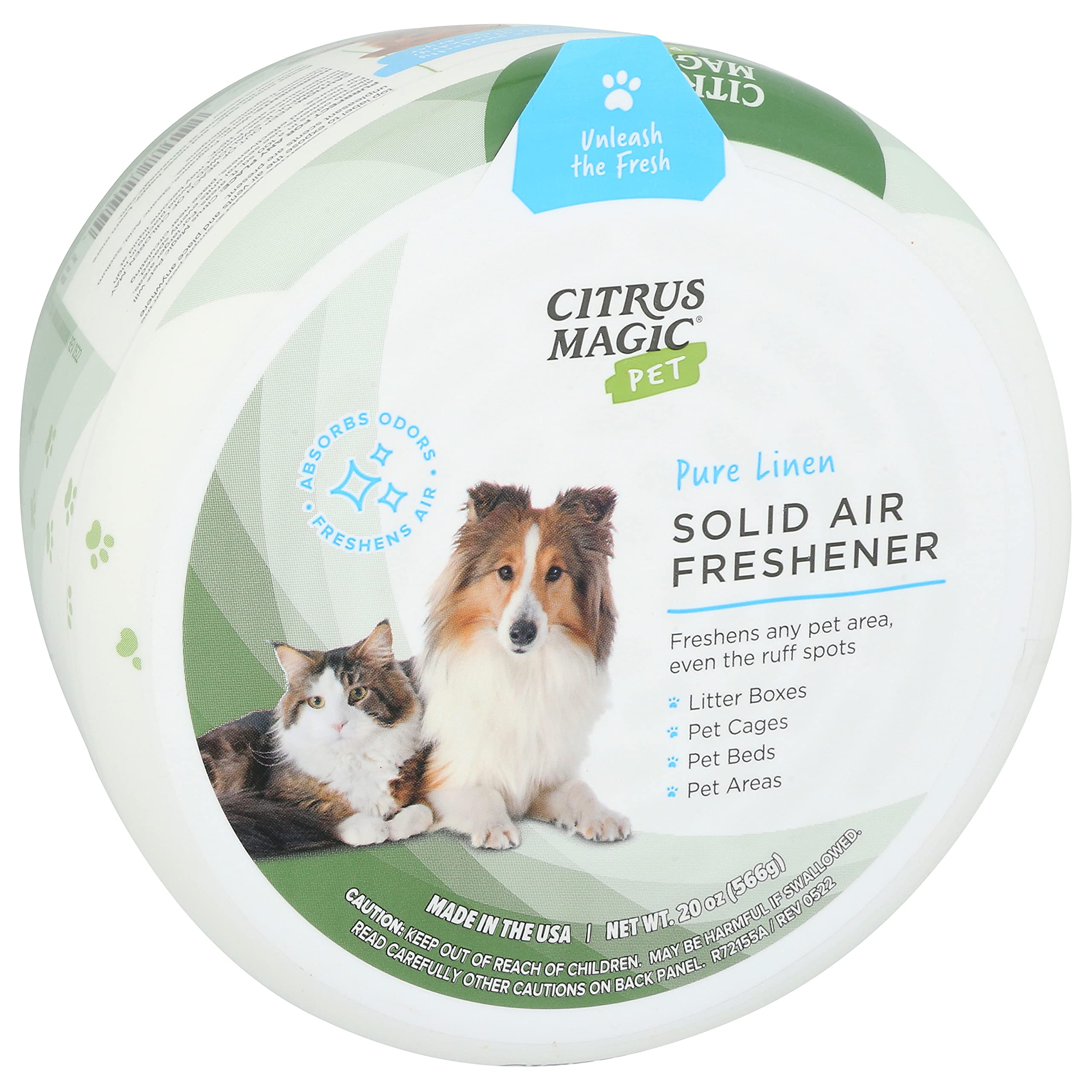 Comparaison d'échelle Citrus Magic 20 oz montrant taille du pot pour un remplacement prolongé