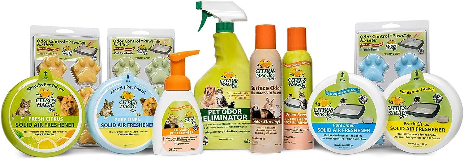 Citrus Magic posé à côté d'un panier d'animal pour garder le couchage frais