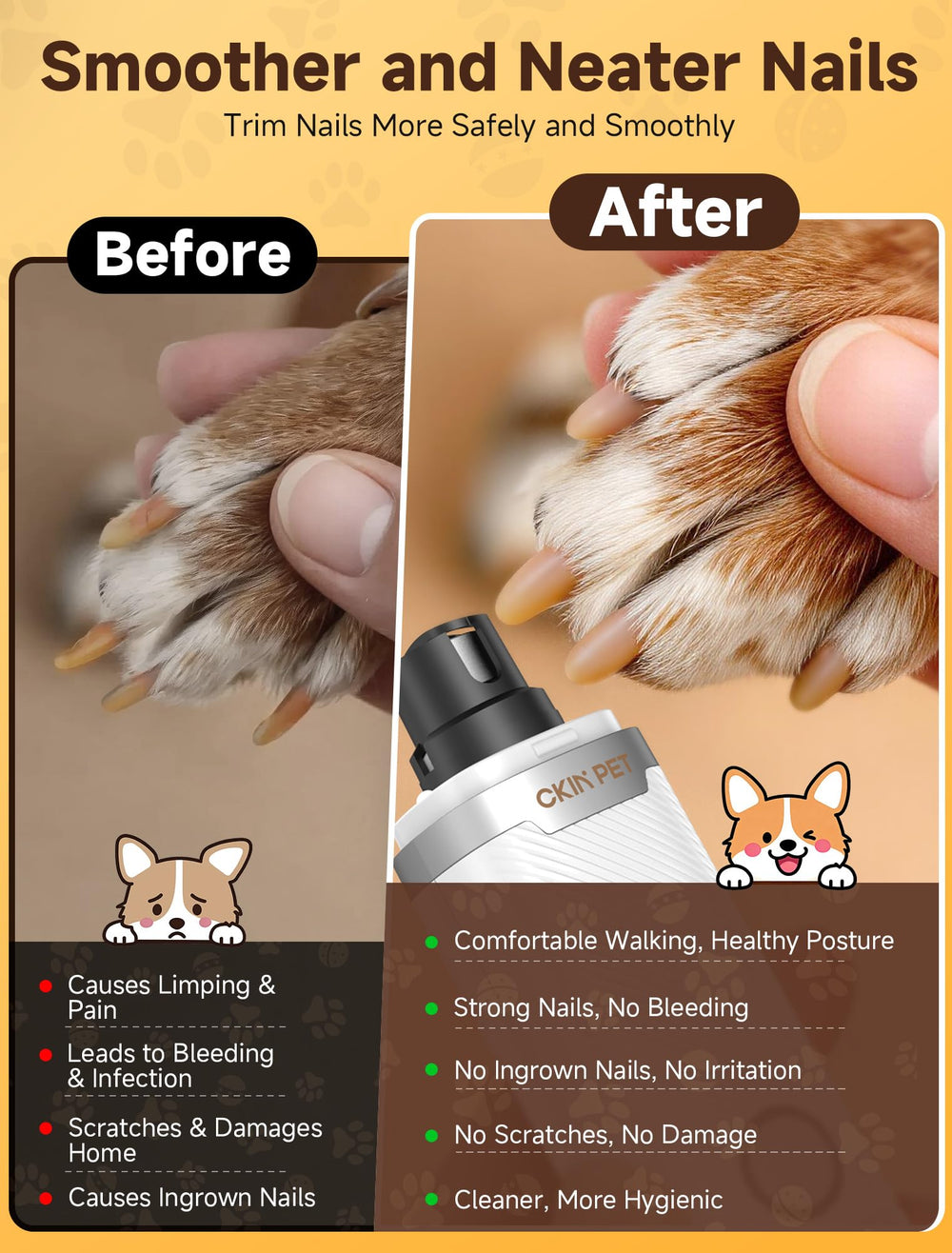 Ckin pet détail du grip ergonomique pour une tenue stable