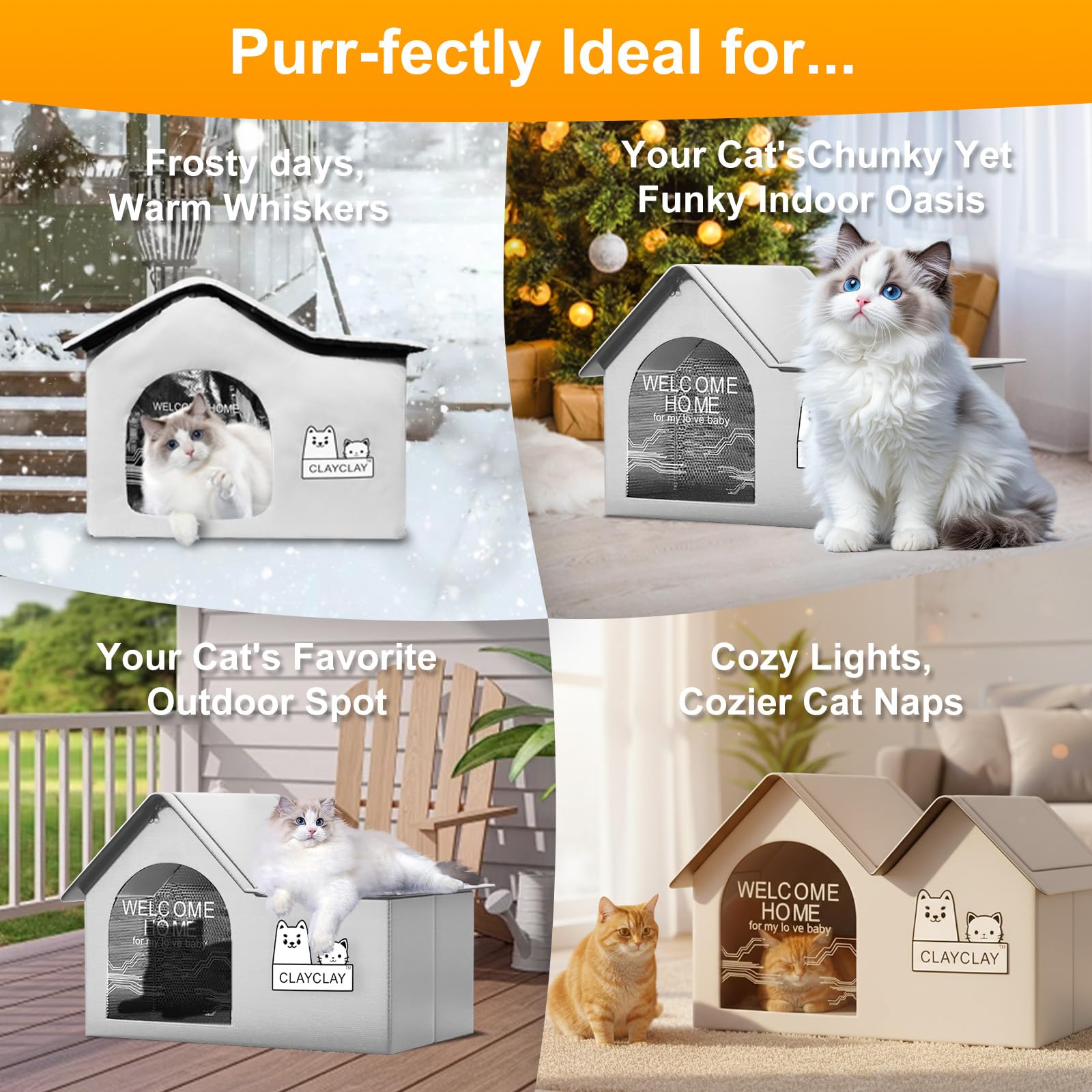 CLAYCLAY comparaison d'e9chelle montrant la taille avec un chat adulte