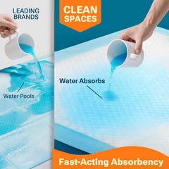 CLEAN SPACES gros plan sur noyau absorbant SAP illustrant absorption rapide