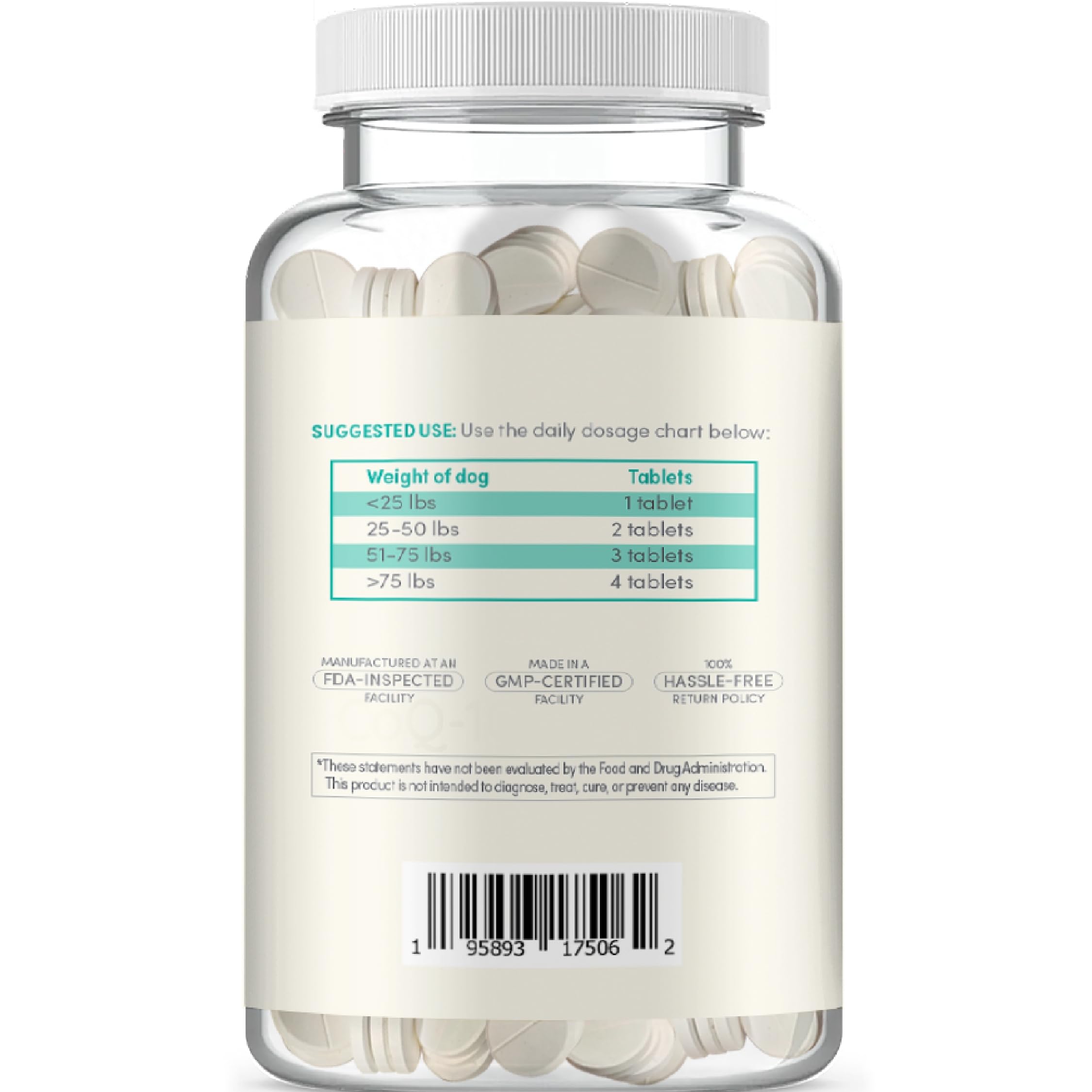 Clear Formulas bocal ouvert avec comprimés visibles, stockage pratique et portionnable