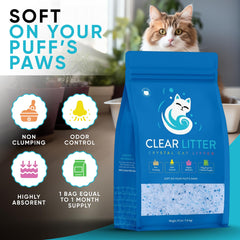 Clear Litter texture détail illustrant granules anti-poussière et confort