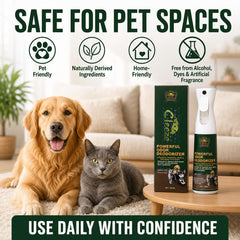 Cleeze spray appliqué sur canapé pour neutraliser odeurs de chien
