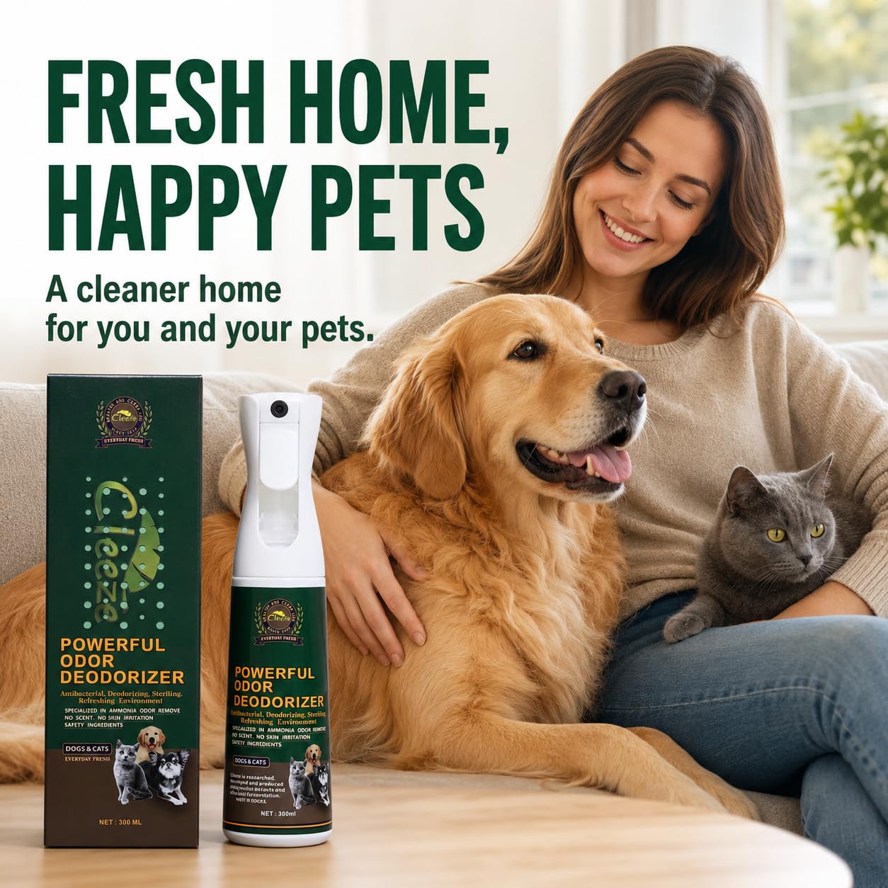 Cleeze dans un intérieur avec chat et chien pour un foyer plus frais