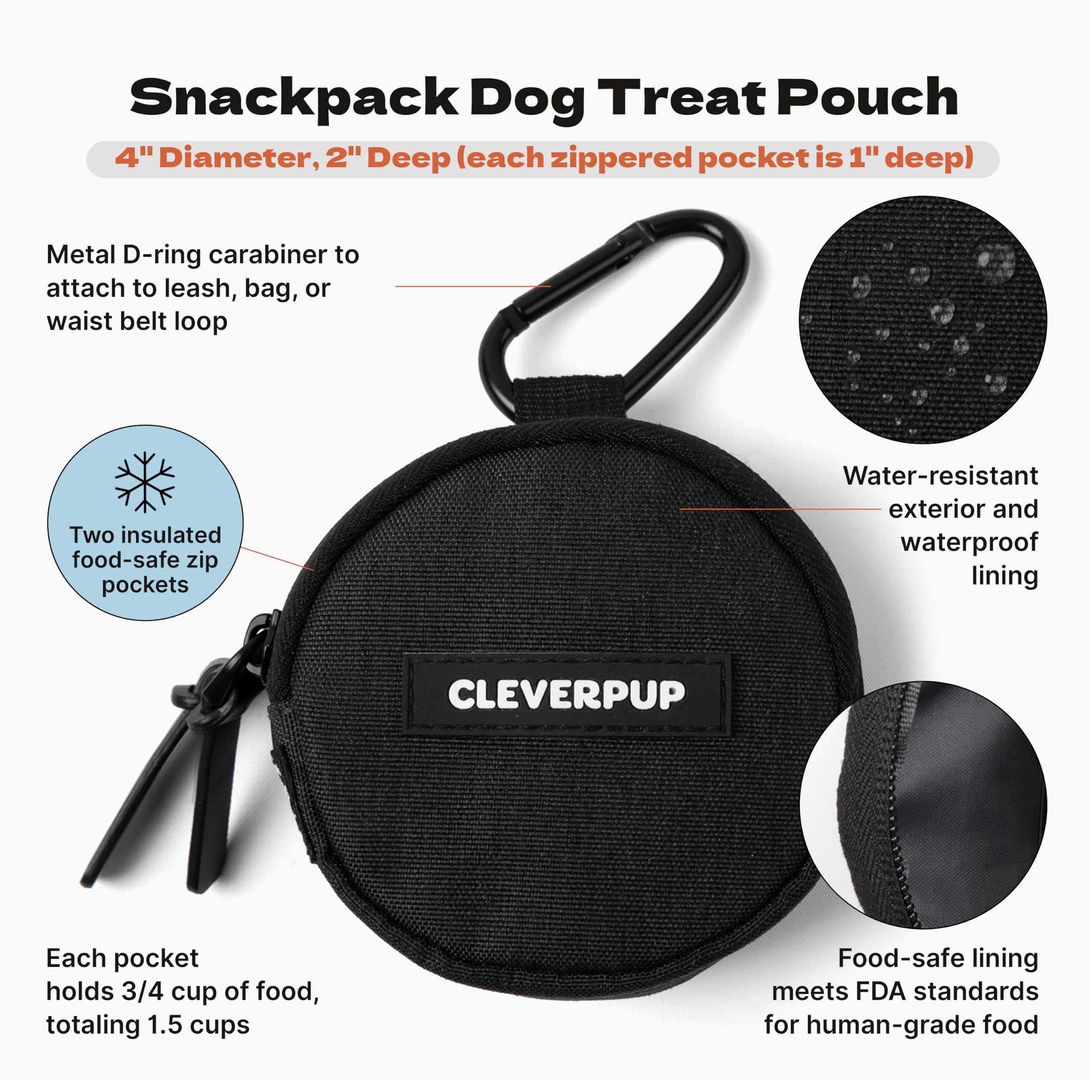 Cleverpup poche ouverte remplie de friandises, accès rapide pendant entraînement