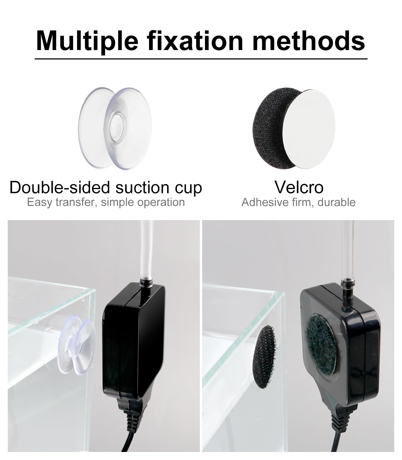 Clscea pompe en usage sur un bureau pour aération discrète d’aquarium