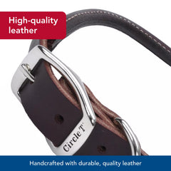 Coastal collier gros plan cuir Latigo montrant texture souple durable