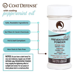 Coat Defense application sur le dos du cheval pour assécher et apaiser