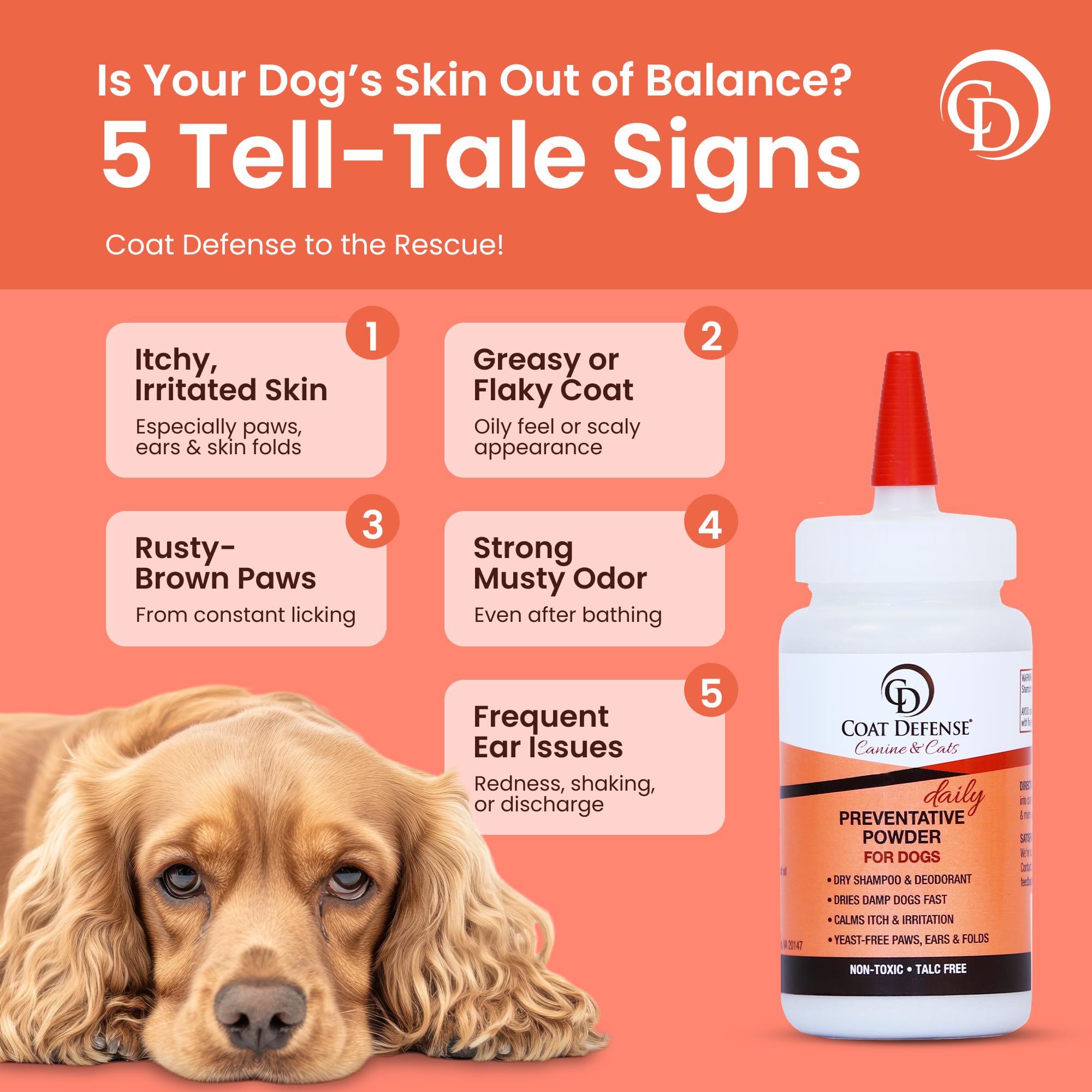 COAT DEFENSE application sur chien pour rafraîchir pelage sans bain
