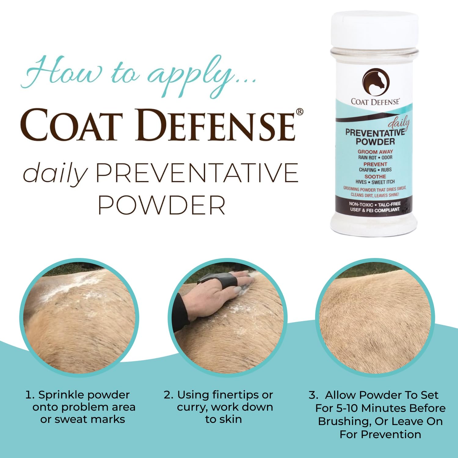 Coat Defense poudre sous la selle réduisant frottements et irritations