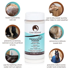 COAT DEFENSE texture poudre gros plan illustrant absorption et douceur sur le poil