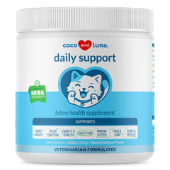 Coco and Luna boîte 120 g montrant l'emballage et l'information produit pour usage quotidien